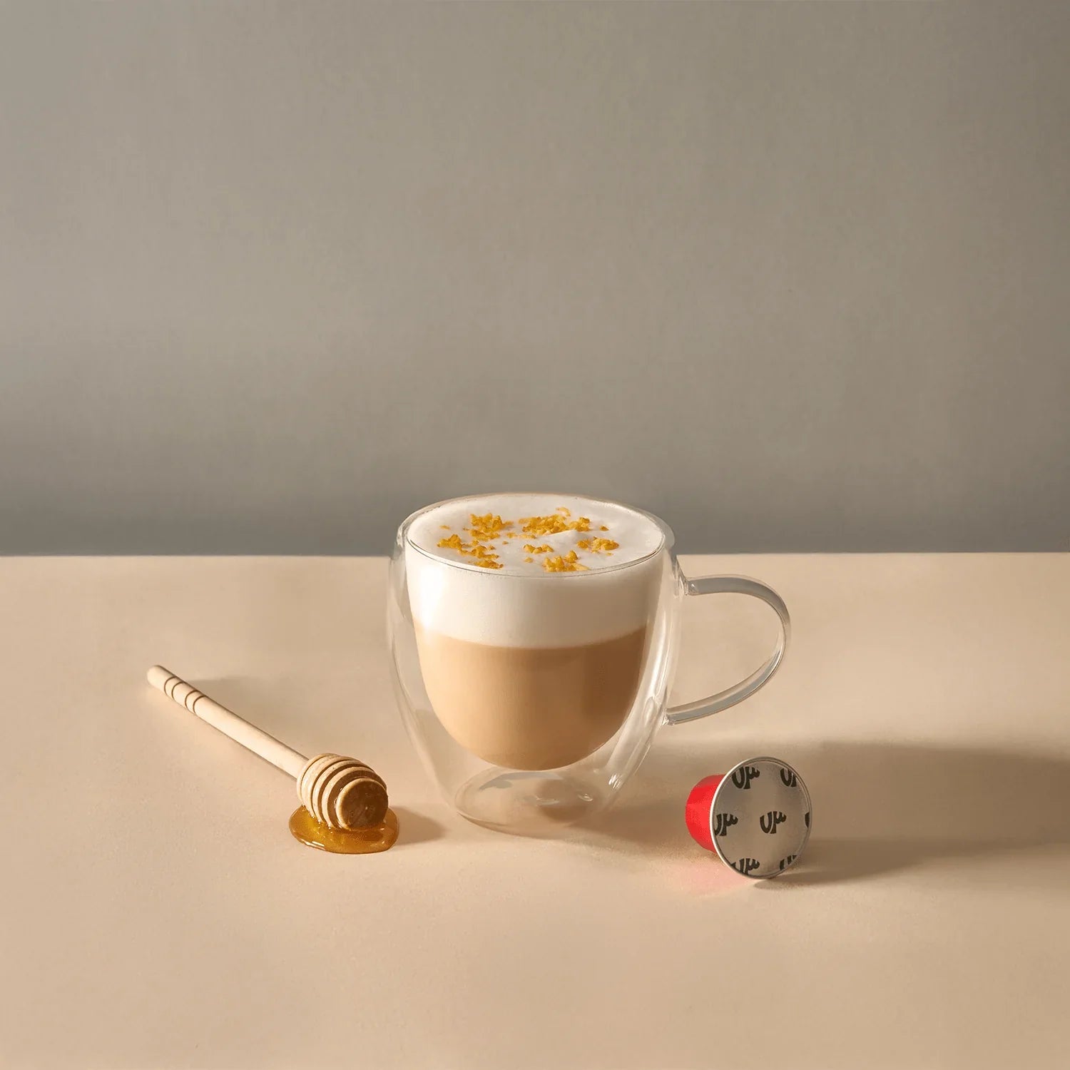Honey Blossom Latte drink prepared using 73 By Al Ameed espresso.